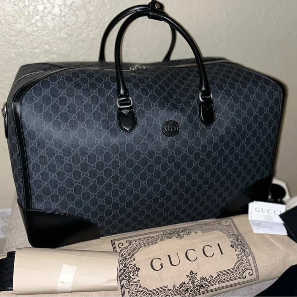 Gucci Black and Gray Monogram Briefcase